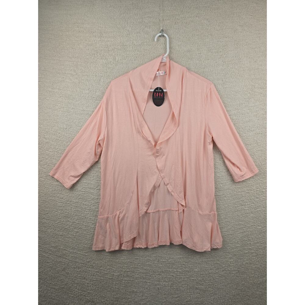 Bluetime Women's Size Large Pink Open Front Ruffle Hem Cardigan NWT